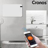 Cronos elektrisk radiator, vit, effekt 450 W, värmer upp rum på upp till 14 m2, inbyggd termostat, fjärrkontroll, funktion för att upptäcka öppna fönster, ben ingår, WFH-450TW