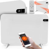 Cronos elektrisk radiator, vit, effekt 450 W, värmer upp rum på upp till 14 m2, inbyggd termostat, fjärrkontroll, funktion för att upptäcka öppna fönster, ben ingår, WFH-450TW