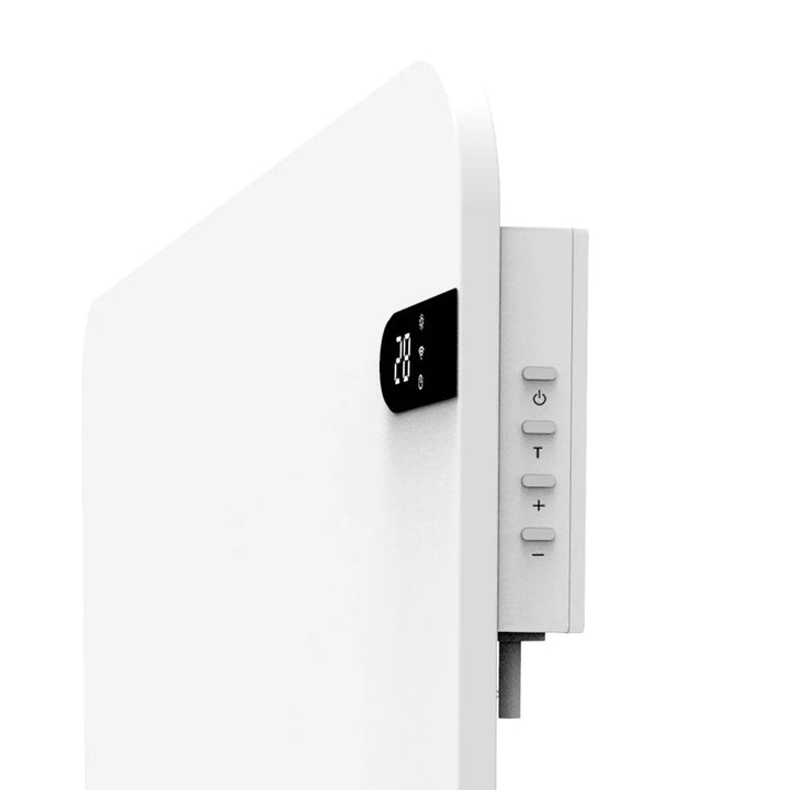 Cronos elektrisk radiator, vit, effekt 450 W, värmer upp rum på upp till 14 m2, inbyggd termostat, fjärrkontroll, funktion för att upptäcka öppna fönster, ben ingår, WFH-450TW