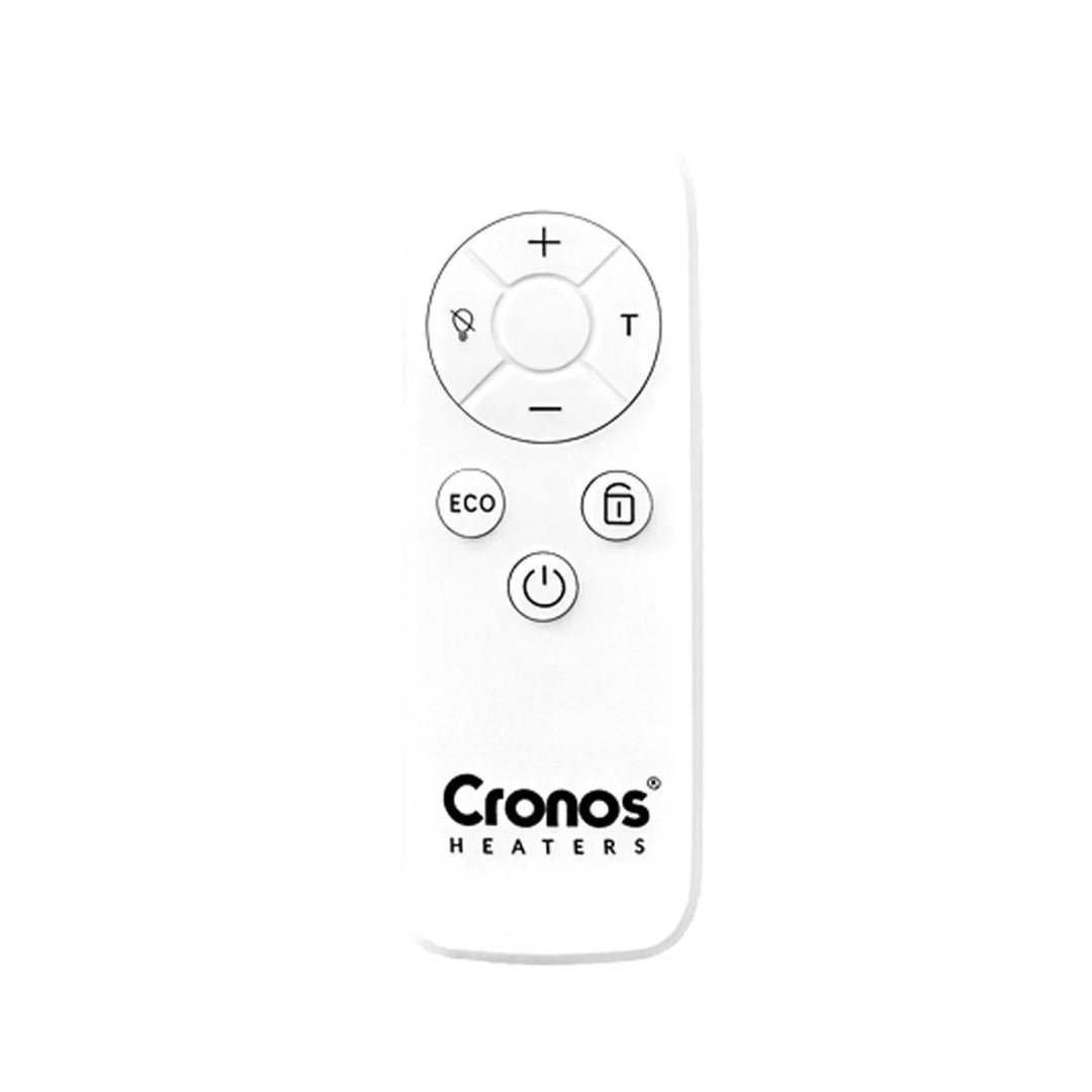 Cronos elektrisk radiator, vit, effekt 450 W, värmer upp rum på upp till 14 m2, inbyggd termostat, fjärrkontroll, funktion för att upptäcka öppna fönster, ben ingår, WFH-450TW