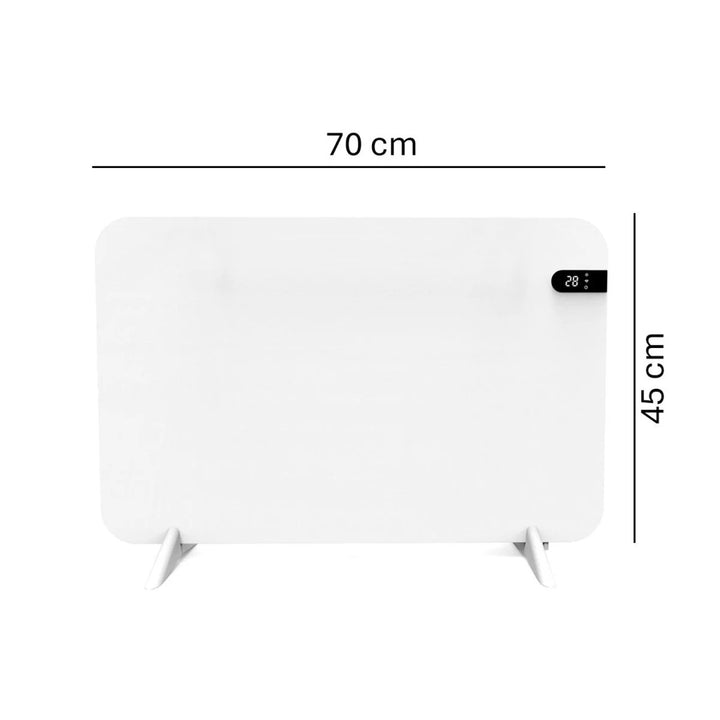 Cronos elektrisk radiator, vit, effekt 450 W, värmer upp rum på upp till 14 m2, inbyggd termostat, fjärrkontroll, funktion för att upptäcka öppna fönster, ben ingår, WFH-450TW