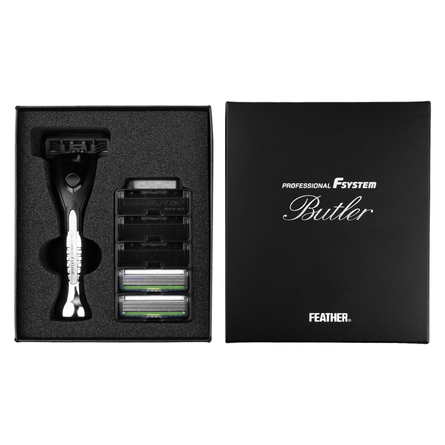 Rakapparat med utbytbara blad Feather Butler PF-BT, 3 rakblad