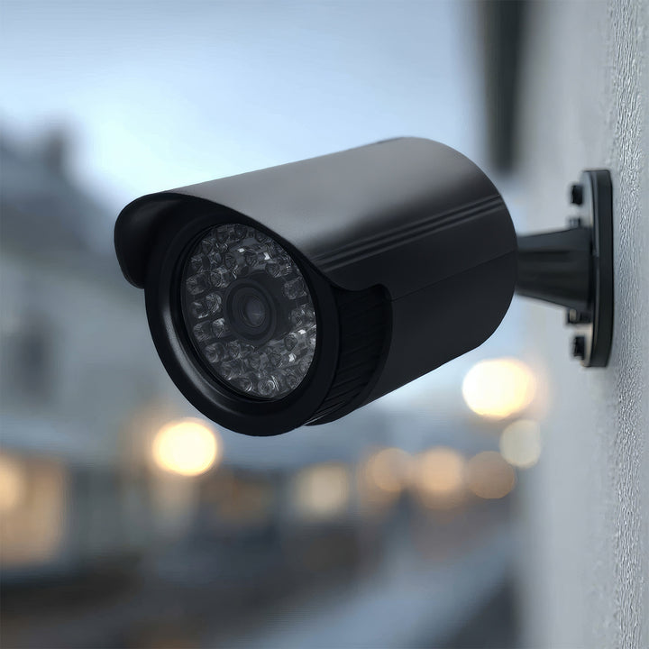 Set med två attrapper av tubkameror, IR-LED-dioder, svarta, strömförsörjning 2xAA (ingår), ABS, IR1800 BT