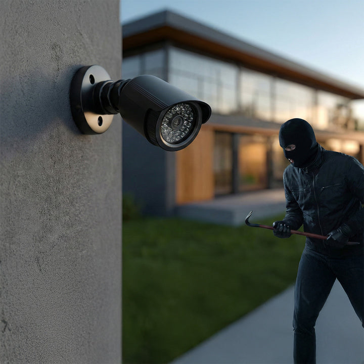 Set med två attrapper av tubkameror, IR-LED-dioder, svarta, strömförsörjning 2xAA (ingår), ABS, IR1800 BT