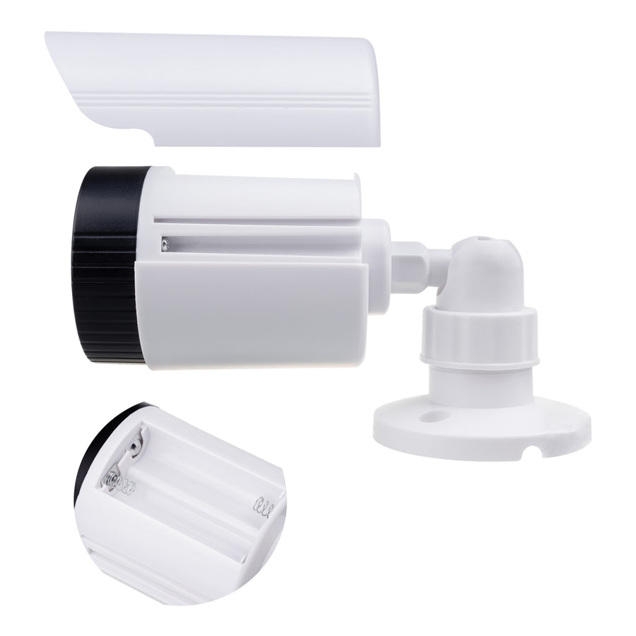 Set med två attrapper av rörformade kameror, IR-LED-dioder, vita, strömförsörjning 2xAA (ingår), ABS, IR1800 WT