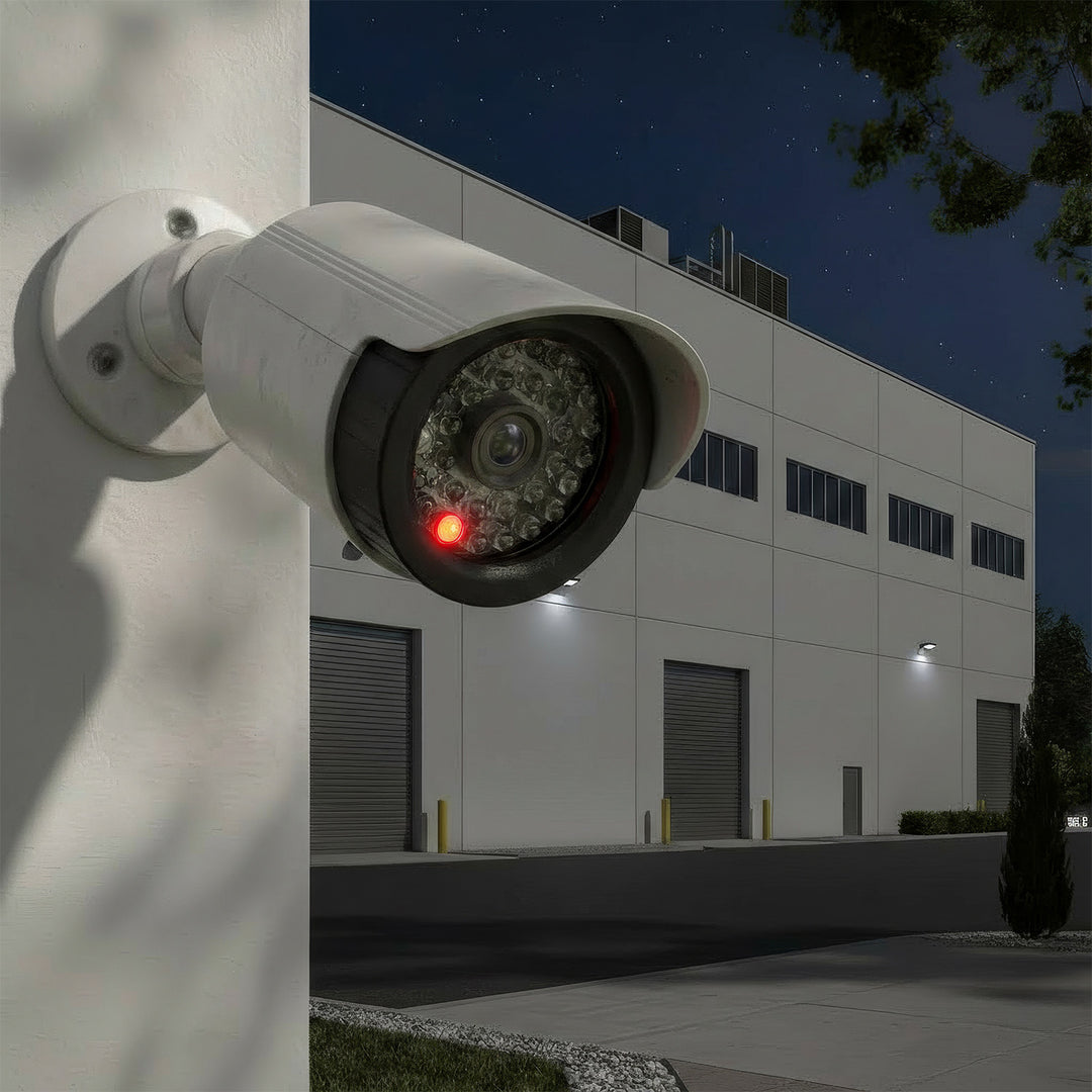 Set med två attrapper av rörformade kameror, IR-LED-dioder, vita, strömförsörjning 2xAA (ingår), ABS, IR1800 WT