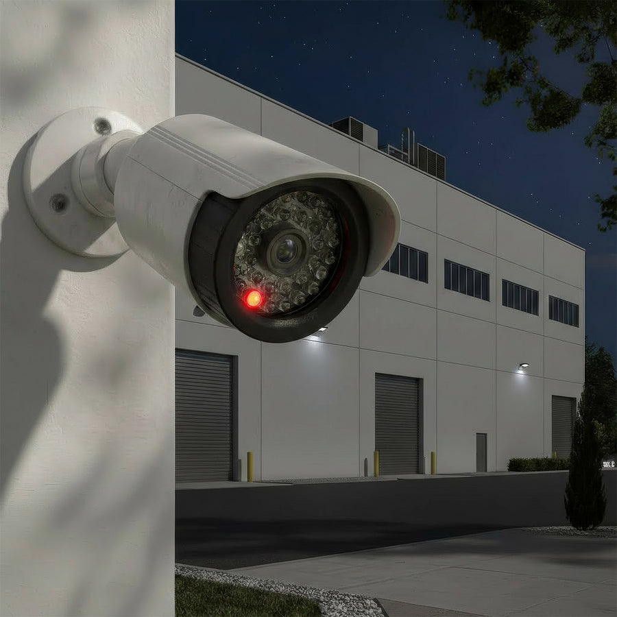 Set med två attrapper av rörformade kameror, IR-LED-dioder, vita, strömförsörjning 2xAA (ingår), ABS, IR1800 WT