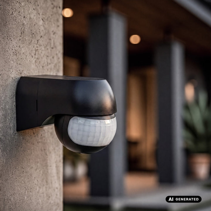Maclean PIR-rörelsesensor 12–24 V, infraröd, IP44, svart, räckvidd 12 m, max. belastning 60/120 W, MCE623 B