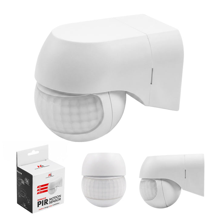 Maclean PIR-rörelsesensor 12–24 V, infraröd, IP44, vit, räckvidd 12 m, max. belastning 60/120 W, MCE623 W