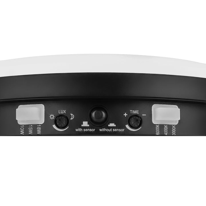 Maclean LED-lampa med rörelsesensor, PIR-sensor, svart, 10 W/15/18 W, IP65, justerbar färgtemperatur 3000/4000/6000 K, MCE535 B