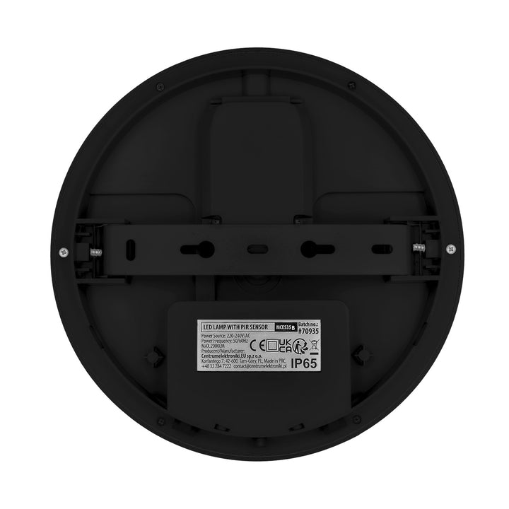 Maclean LED-lampa med rörelsesensor, PIR-sensor, svart, 10 W/15/18 W, IP65, justerbar färgtemperatur 3000/4000/6000 K, MCE535 B
