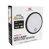 Maclean LED-lampa med rörelsesensor, PIR-sensor, svart, 10 W/15/18 W, IP65, justerbar färgtemperatur 3000/4000/6000 K, MCE535 B