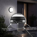 Maclean LED-lampa med rörelsesensor, PIR-sensor, svart, 10 W/15/18 W, IP65, justerbar färgtemperatur 3000/4000/6000 K, MCE535 B