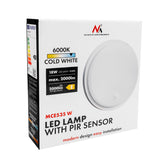 Maclean LED-lampa med rörelsesensor, PIR-sensor, vit, 10 W/15/18 W, IP65, justerbar färgtemperatur 3000/4000/6000 K, MCE535 W