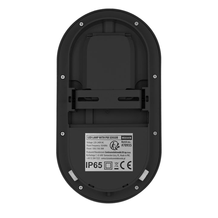 Maclean LED-lampa med rörelsesensor, PIR-sensor, svart, 10 W/15 W/18 W, IP65, färginställning 3000/4000/6000 K, MCE534 B