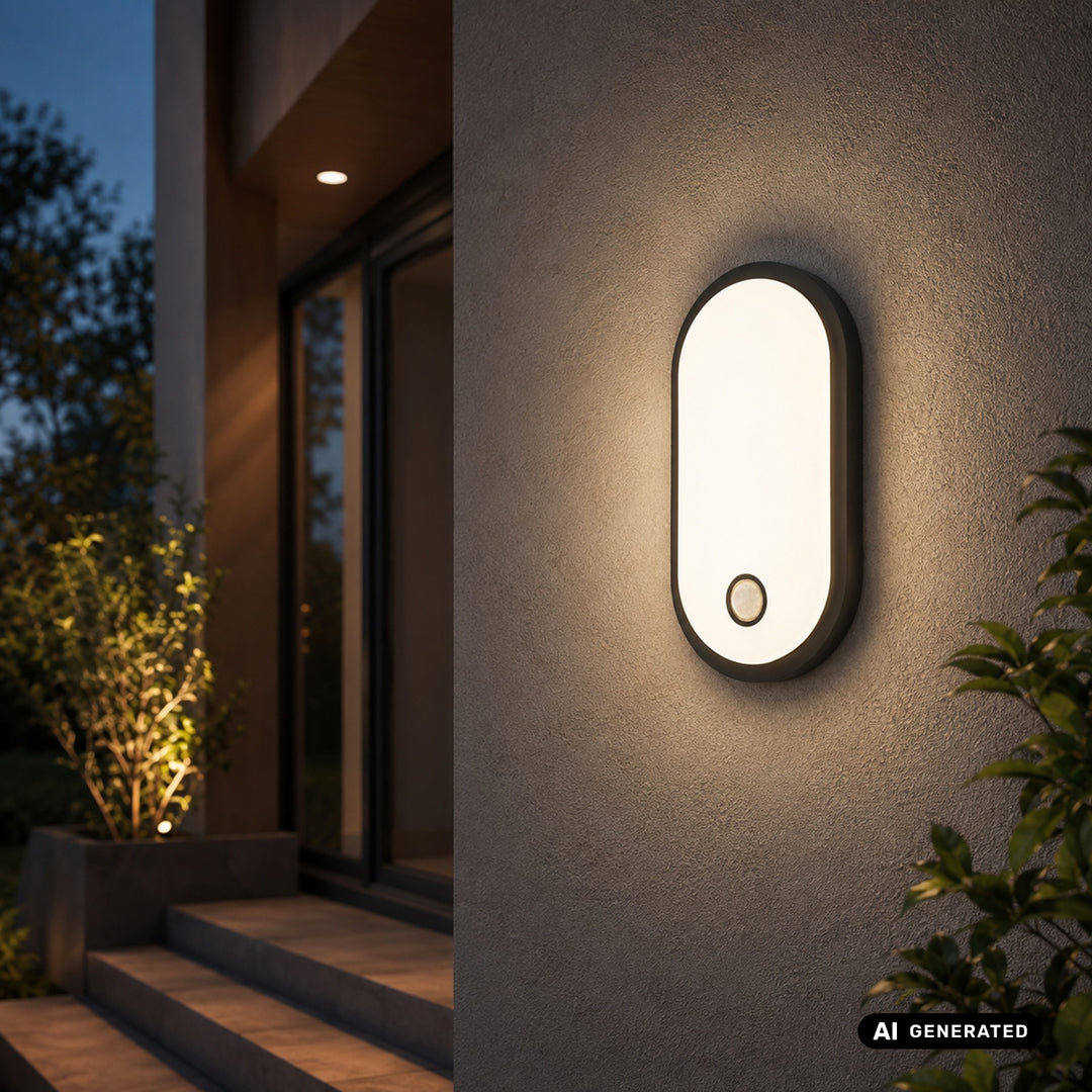 Maclean LED-lampa med rörelsesensor, PIR-sensor, svart, 10 W/15 W/18 W, IP65, färginställning 3000/4000/6000 K, MCE534 B