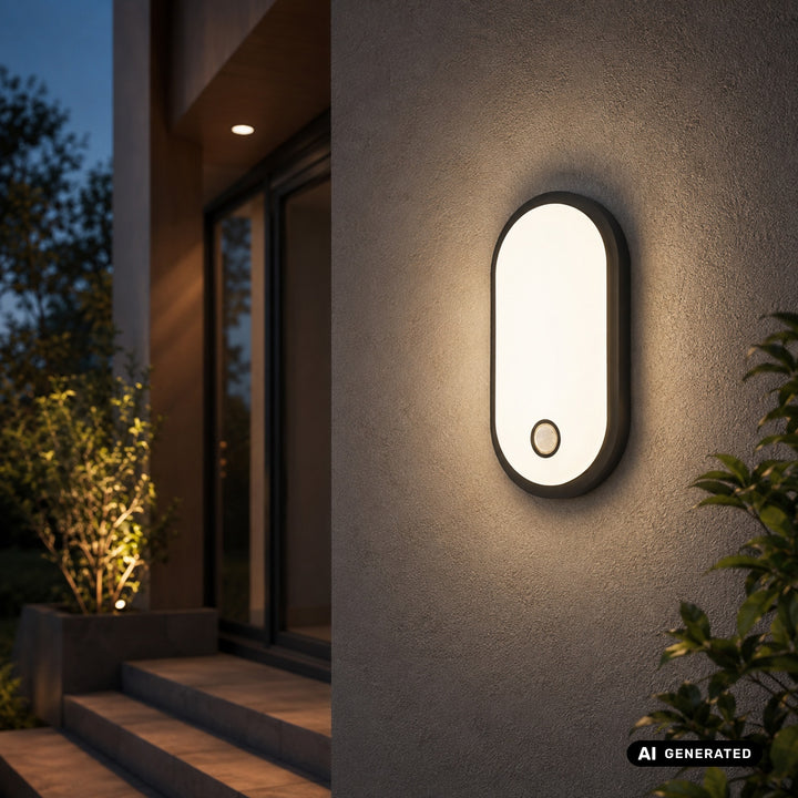 Maclean LED-lampa med rörelsesensor, PIR-sensor, svart, 10 W/15 W/18 W, IP65, färginställning 3000/4000/6000 K, MCE534 B
