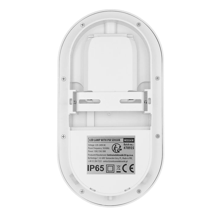 Maclean LED-lampa med rörelsesensor, PIR-sensor, vit, 10 W/15 W/18 W, IP65, justerbar färgtemperatur 3000/4000/6000 K, MCE534 W