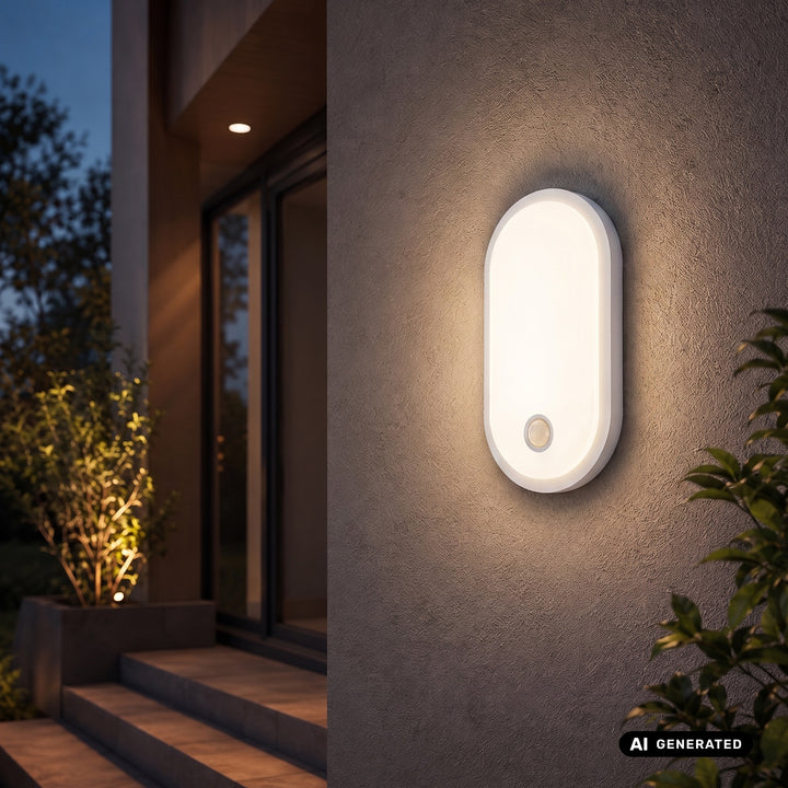 Maclean LED-lampa med rörelsesensor, PIR-sensor, vit, 10 W/15 W/18 W, IP65, justerbar färgtemperatur 3000/4000/6000 K, MCE534 W
