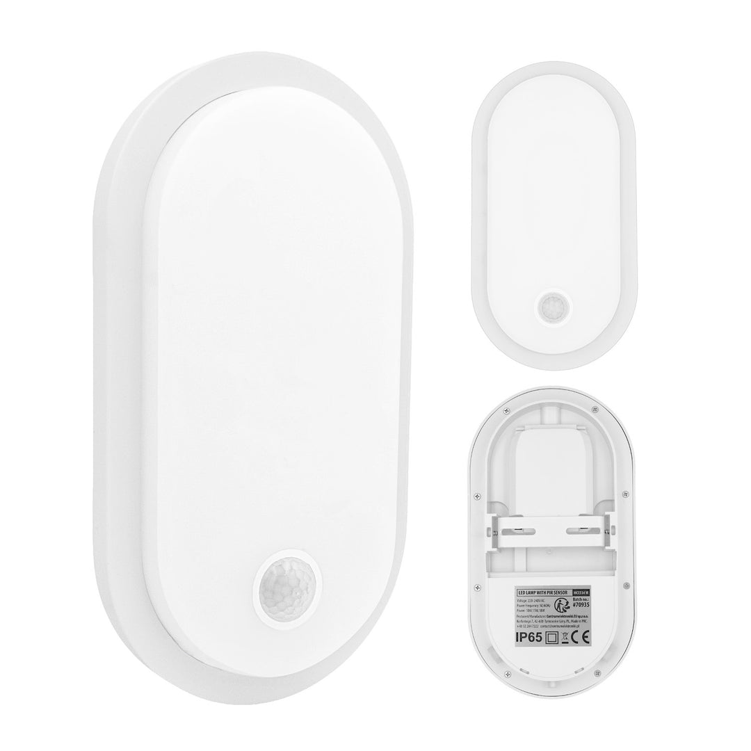 Maclean LED-lampa med rörelsesensor, PIR-sensor, vit, 10 W/15 W/18 W, IP65, justerbar färgtemperatur 3000/4000/6000 K, MCE534 W