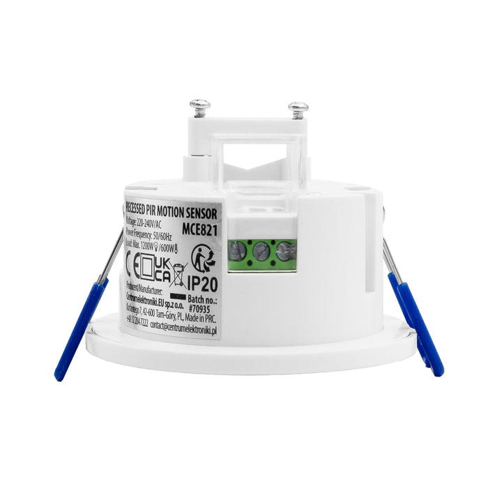 Maclean PIR-rörelsesensor, för infällning, räckvidd 8 m, 600 W/1 200 W, 220–240 V AC, 50/60 Hz, MCE821