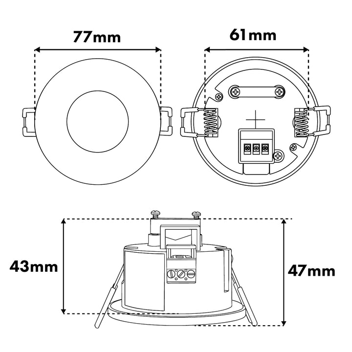 Maclean PIR-rörelsesensor, för infällning, räckvidd 8 m, 600 W/1 200 W, 220–240 V AC, 50/60 Hz, MCE821