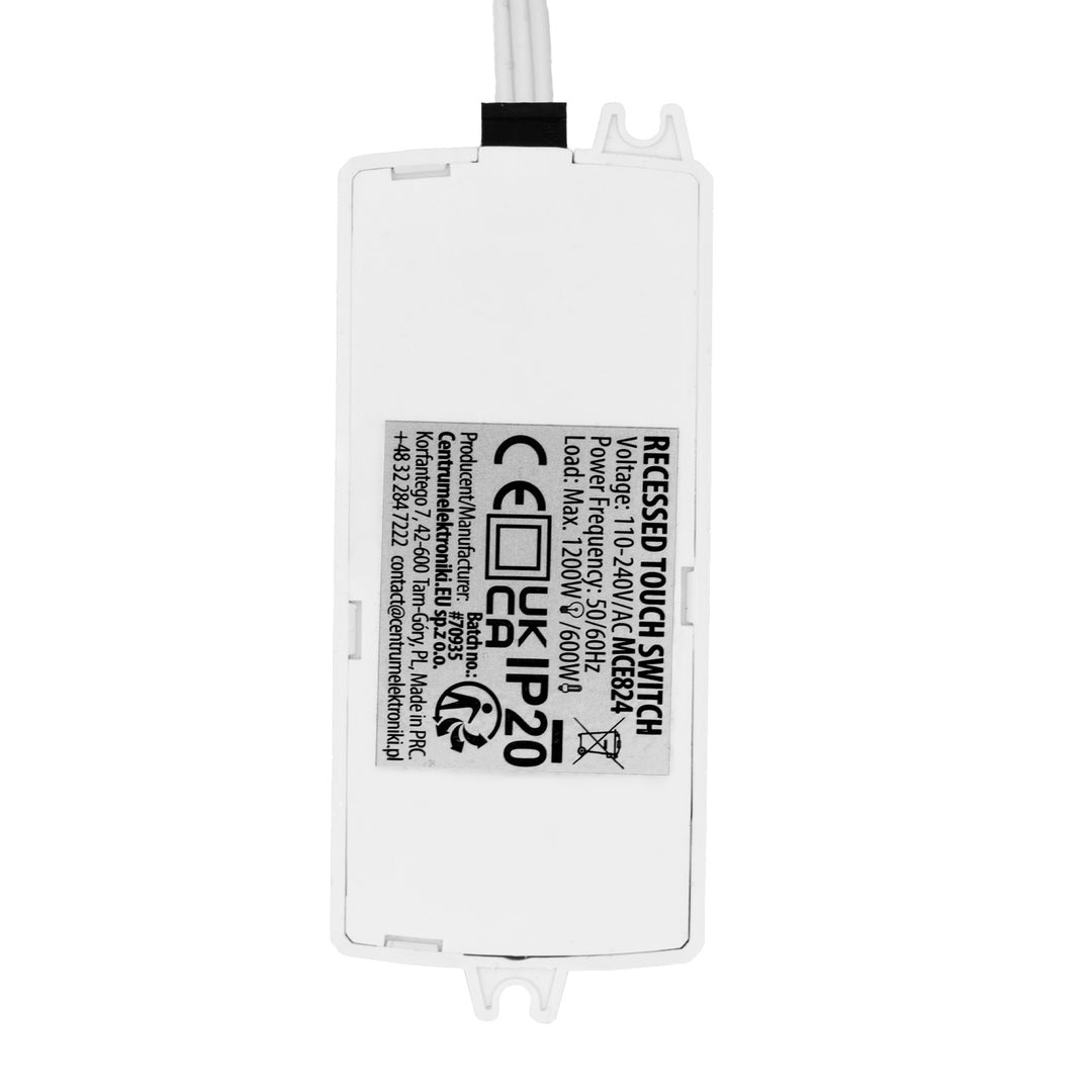 Maclean infälld touchbrytare, <40 mm, 110–240 V växelström, max. belastning 600 W för LED, MCE824