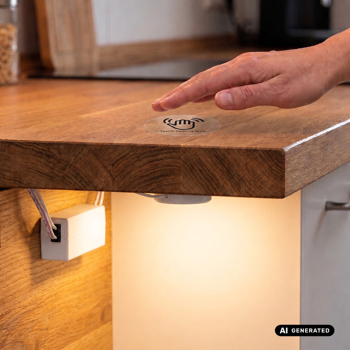 Maclean infälld touchbrytare, <40 mm, 110–240 V växelström, max. belastning 600 W för LED, MCE824