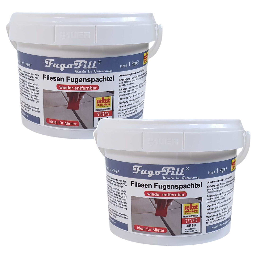 FugoFill, borttagbar fogmassa för kakel, 2x1 kg, grå