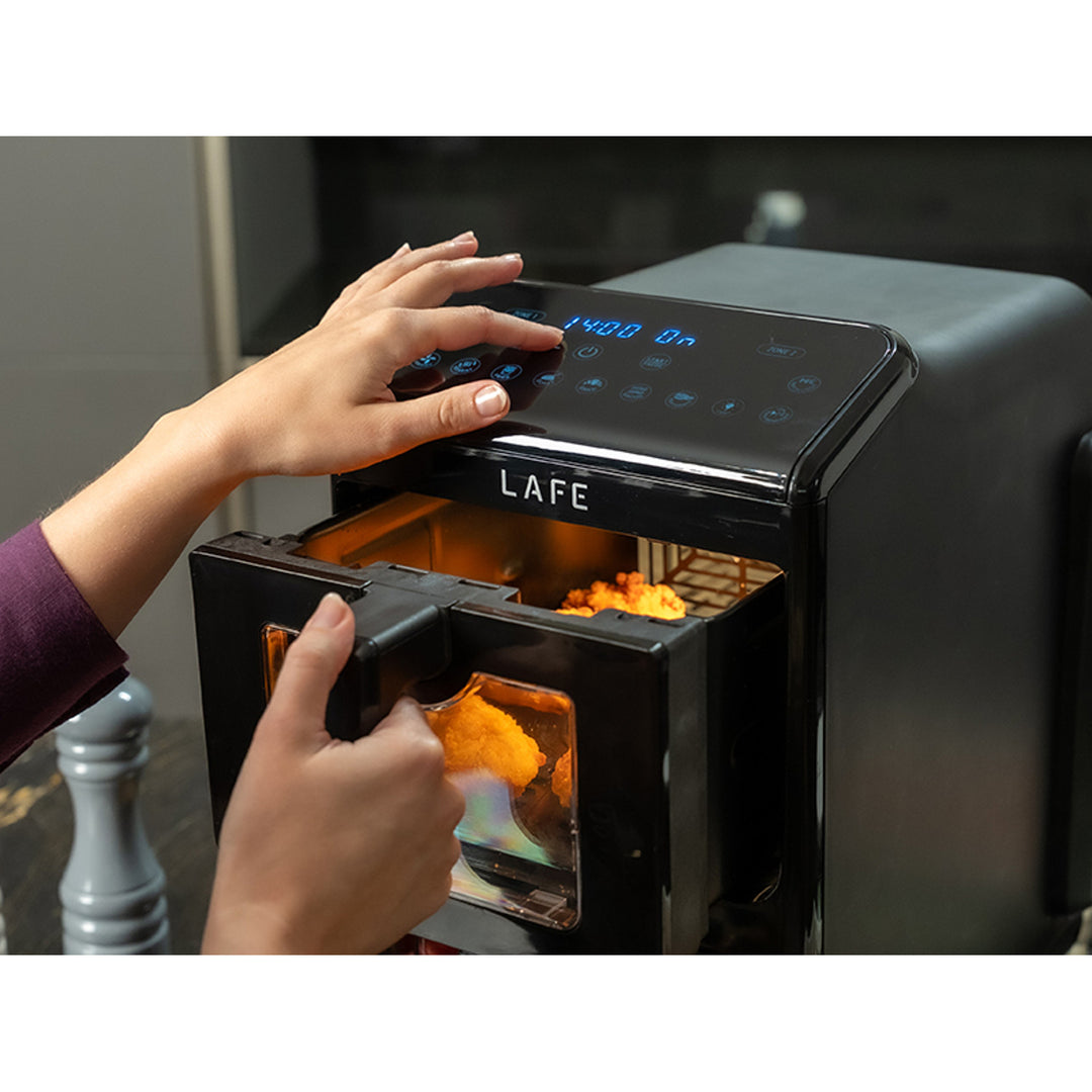 LAFE fettfri fritös, luftfritös, 2 kammare 5 L, effekt 2460 W, LCD-display, Dual Fry