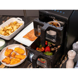 LAFE fettfri fritös, luftfritös, 2 kammare 5 L, effekt 2460 W, LCD-display, Dual Fry