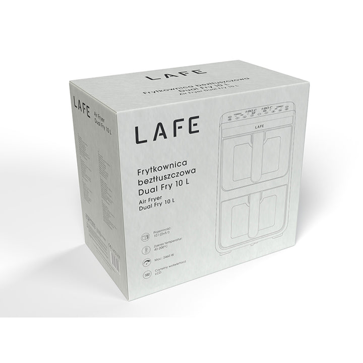 LAFE fettfri fritös, luftfritös, 2 kammare 5 L, effekt 2460 W, LCD-display, Dual Fry