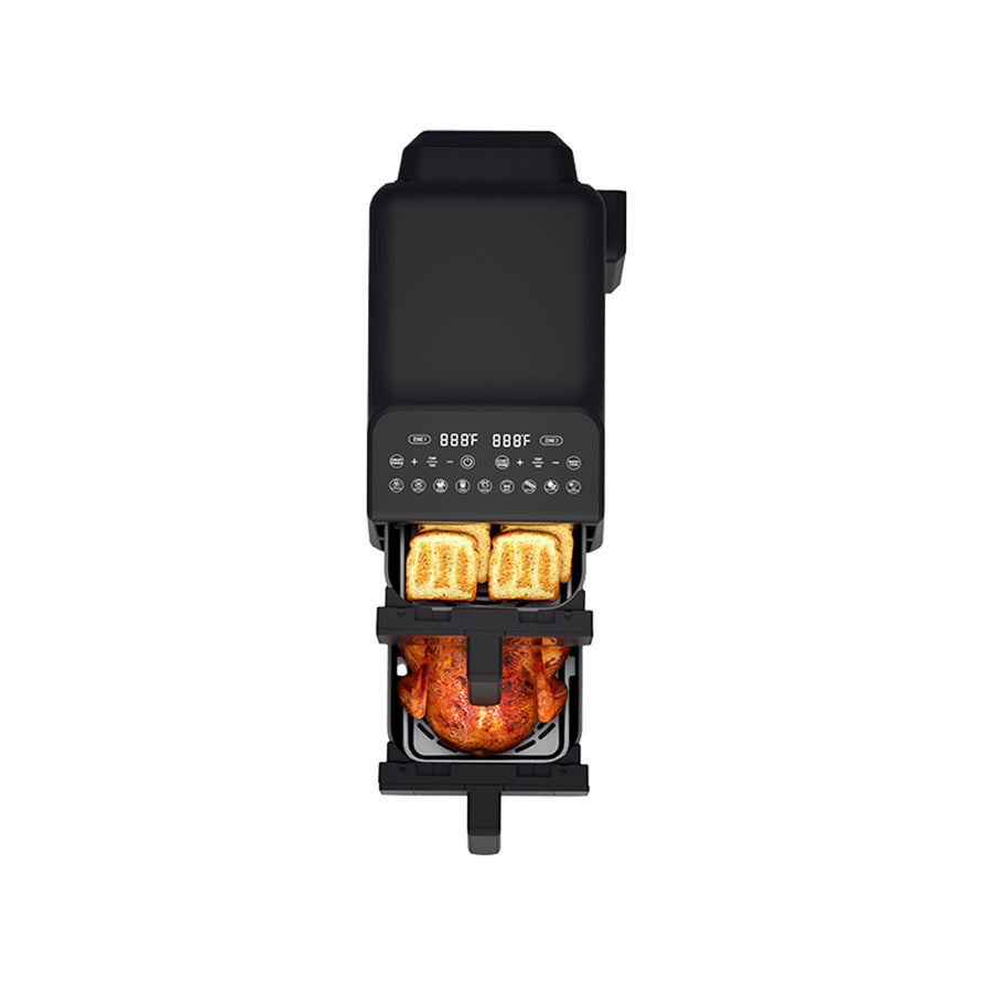 LAFE fettfri fritös, luftfritös, 2 kammare 5 L, effekt 2460 W, LCD-display, Dual Fry