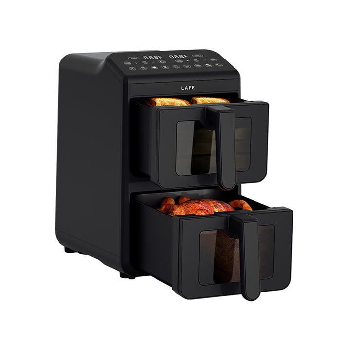 LAFE fettfri fritös, luftfritös, 2 kammare 5 L, effekt 2460 W, LCD-display, Dual Fry