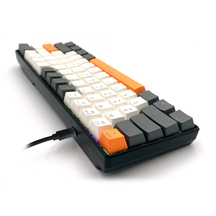 ZONE 61 – Mekanisk gamingtangentbord av typen short 60 %, mekaniska silent RED-brytare, färgad bakgrundsbelysning, 61 tangenter, USB-C, Mediatech