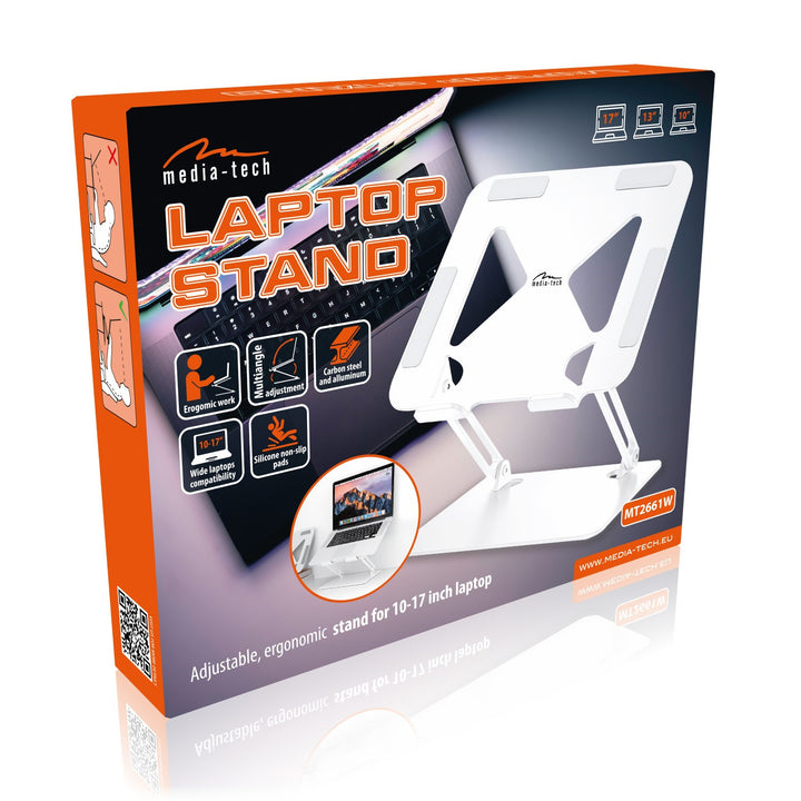 Justerbar, ergonomisk laptopstativ för 10-17 tum LAPTOP STAND MT2661W, Mediatech