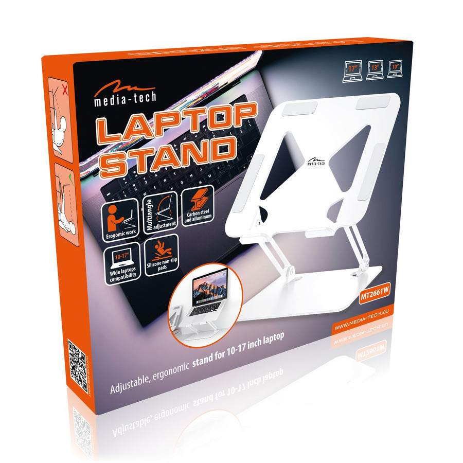 Justerbar, ergonomisk laptopstativ för 10-17 tum LAPTOP STAND MT2661W, Mediatech