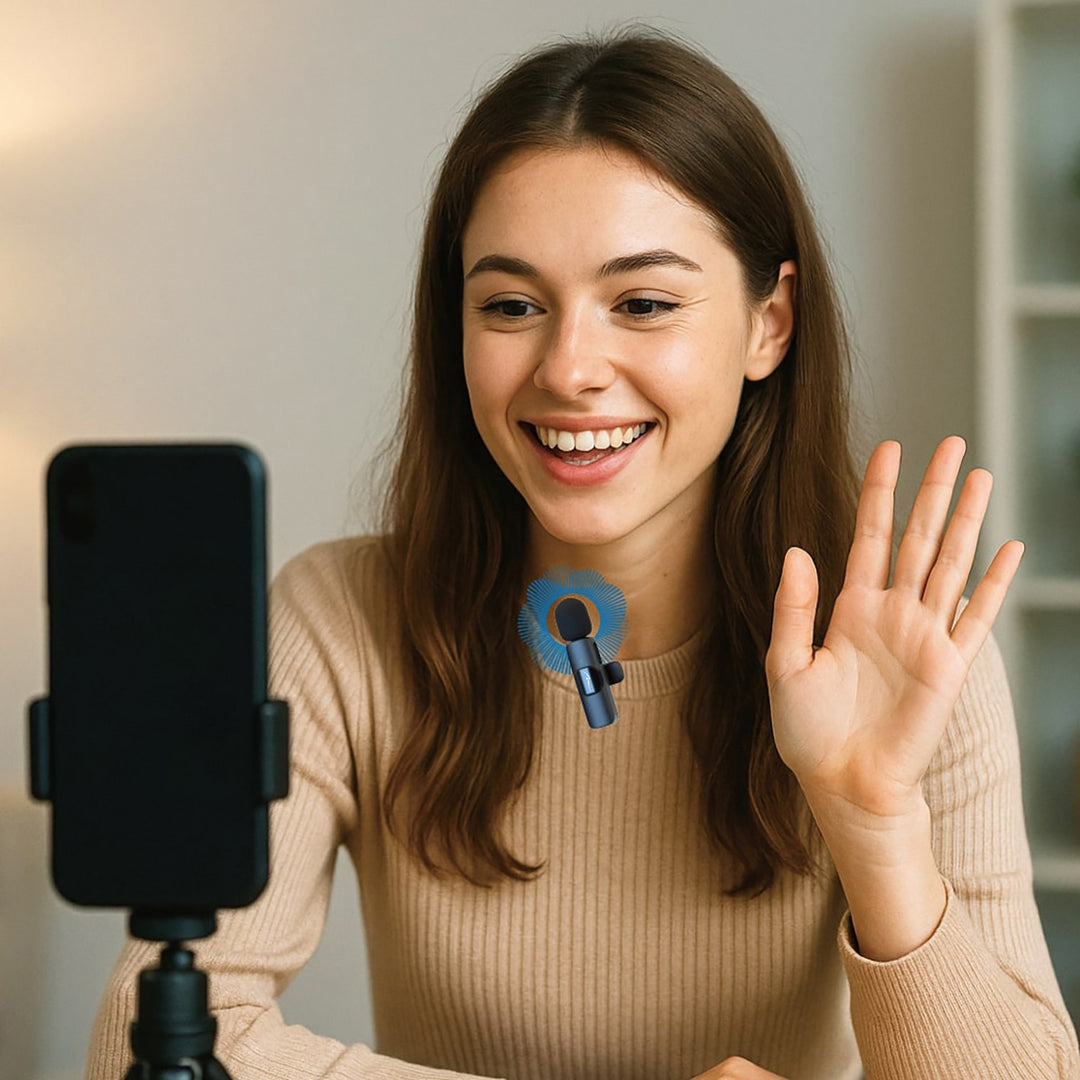MICRO-MIC DUO – 2x trådlös mikrofon med klämma (set), för iOS och Android (OTG), mini, superkänslig. USB-C och LIGHTNING, Mediatech