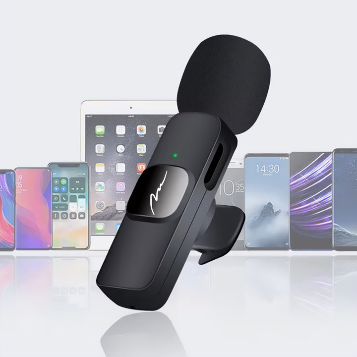 MICRO-MIC DUO – 2x trådlös mikrofon med klämma (set), för iOS och Android (OTG), mini, superkänslig. USB-C och LIGHTNING, Mediatech
