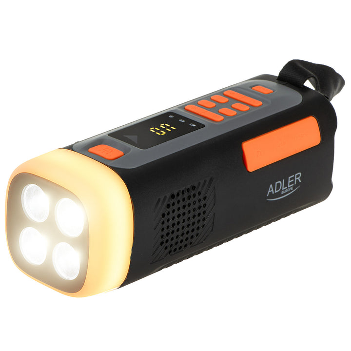 Adler nödradio, med solpanel, vev och powerbank, Bluetooth 5.0, LED-ficklampa 4W, 4500 mAh, AD 1920