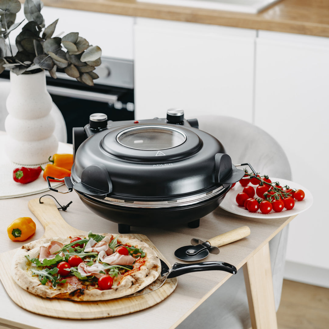 Adler pizzaugn, temperaturreglering upp till 400 °C, keramisk sten, två värmeelement, AD 6314