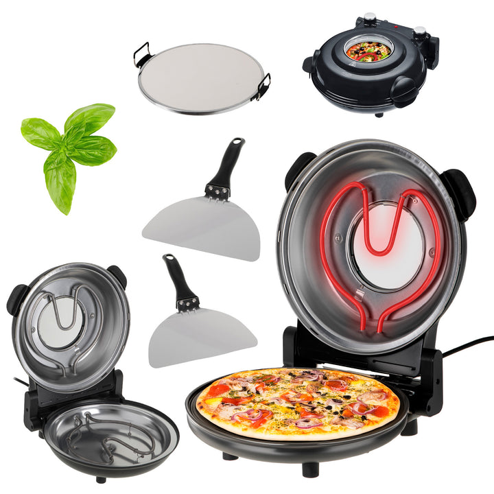 Adler pizzaugn, temperaturreglering upp till 400 °C, keramisk sten, två värmeelement, AD 6314