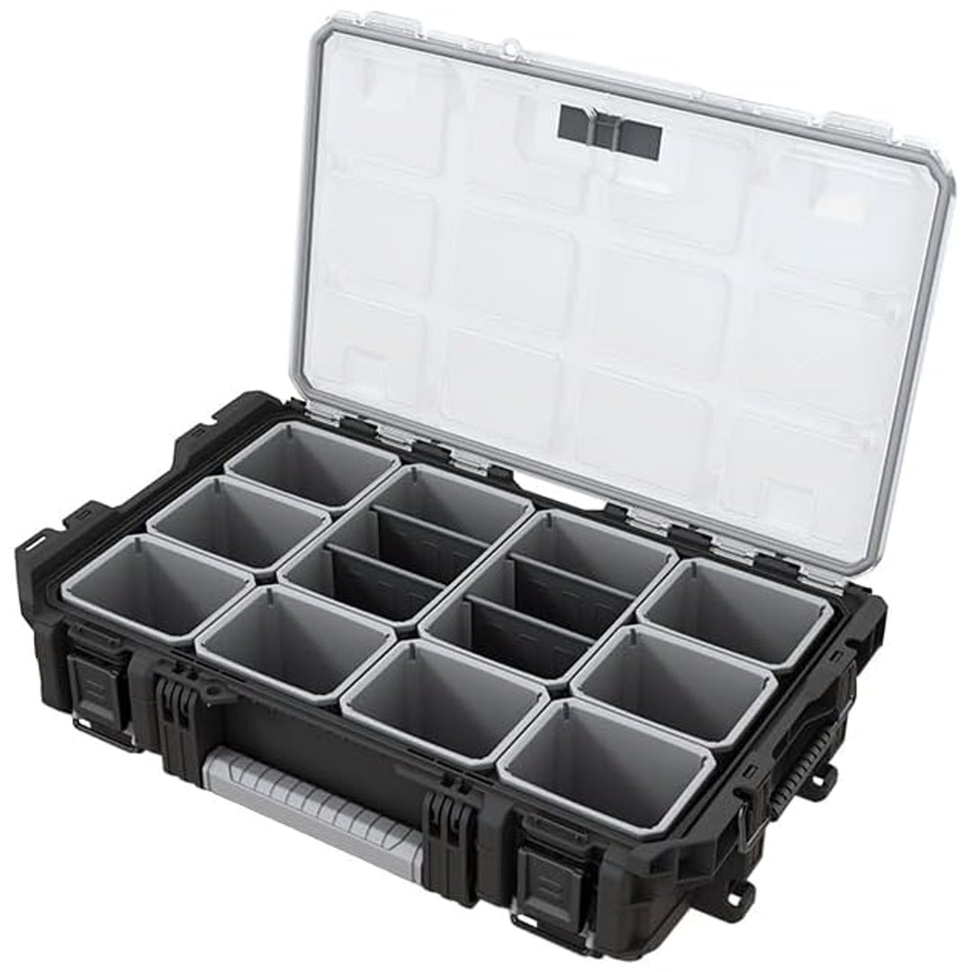 Verktygsförvaring Keter ROC Pro Gear 1.0, rymmer över 13 liter, genomskinligt och tåligt lock, tätning som skyddar mot damm och vatten, metallspärrar, 257190