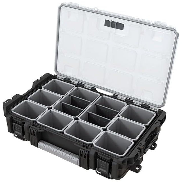 Verktygsförvaring Keter ROC Pro Gear 1.0, rymmer över 13 liter, genomskinligt och tåligt lock, tätning som skyddar mot damm och vatten, metallspärrar, 257190