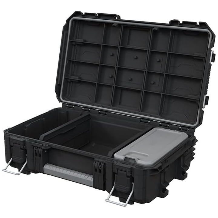 Verktygsväska Keter ROC Pro Gear 2.0, bärförmåga 36 kg, plats för hänglås, damm- och vattentät tätning, förvaringsfack med lock ingår, kan hängas på väggen, 256979