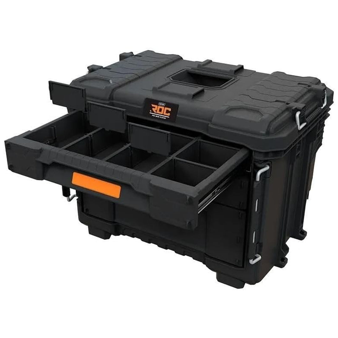 Verktygslåda XL Keter ROC Pro Gear 2.0, med tre lådor, medföljande avdelare, plats för hänglås, spärrar på framsidan, 259671