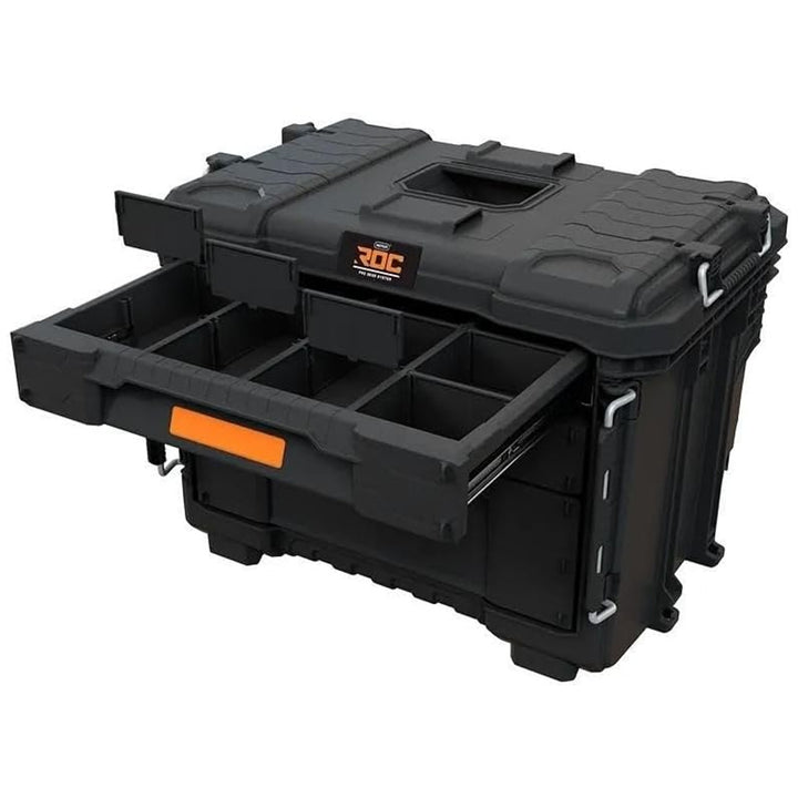 Verktygslåda XL Keter ROC Pro Gear 2.0, med tre lådor, medföljande avdelare, plats för hänglås, spärrar på framsidan, 259671