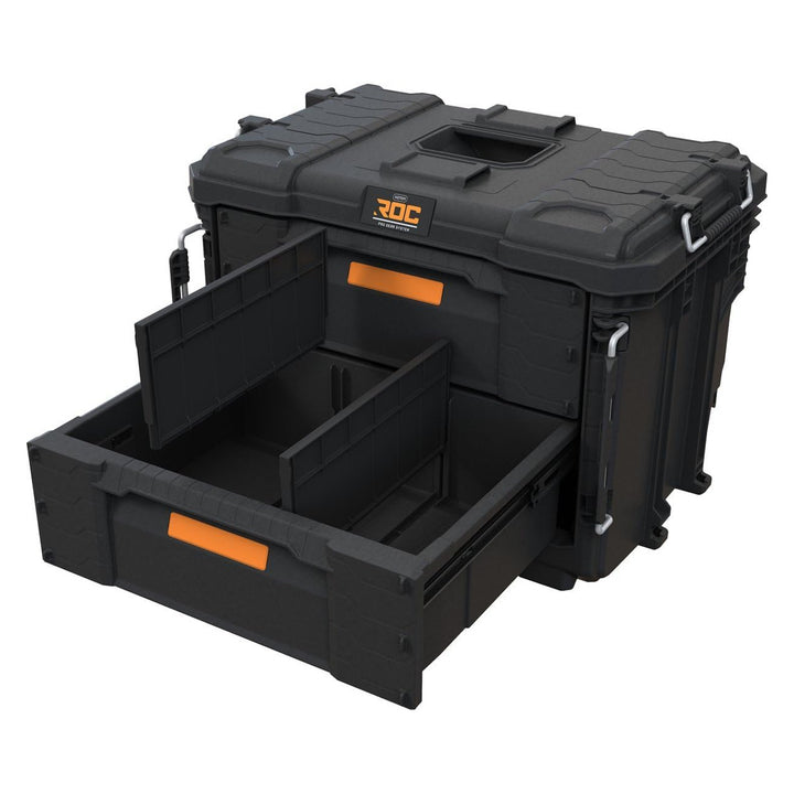 Verktygslåda XL Keter ROC Pro Gear 2.0, med två lådor, medföljande avdelare, plats för hänglås, spännen på framsidan, 259841