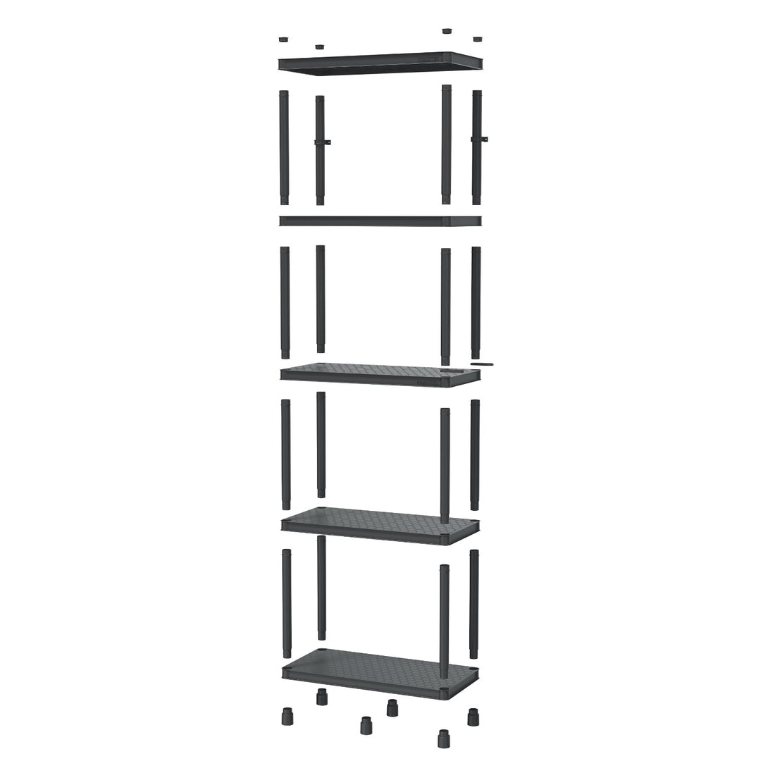 Stackaro Solid 75 Kistenberg hyllsystem, max totalbelastning 220 kg, 5 hyllplan, väggmontering, KSS75L5HD-S411