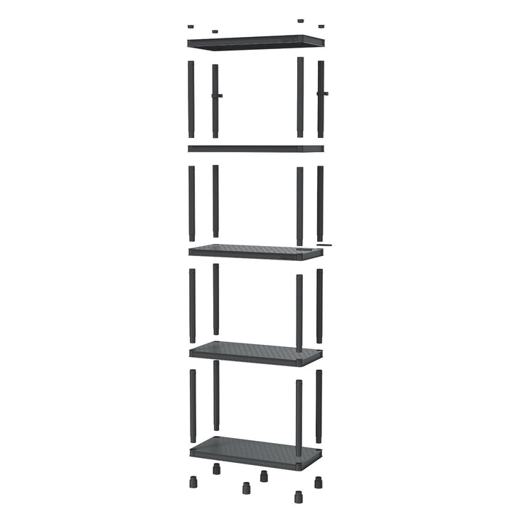 Stackaro Solid 75 Kistenberg hyllsystem, max totalbelastning 220 kg, 5 hyllplan, väggmontering, KSS75L5HD-S411